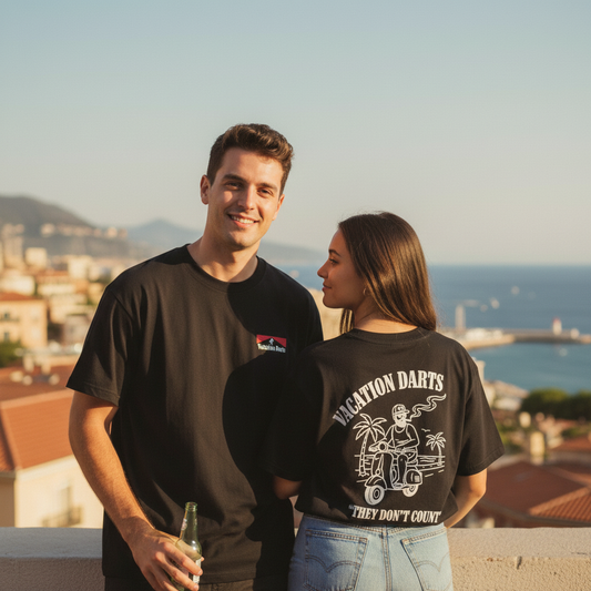 Vacation Darts "They Don't Count" T-Shirt - Front & Back Lifestyle