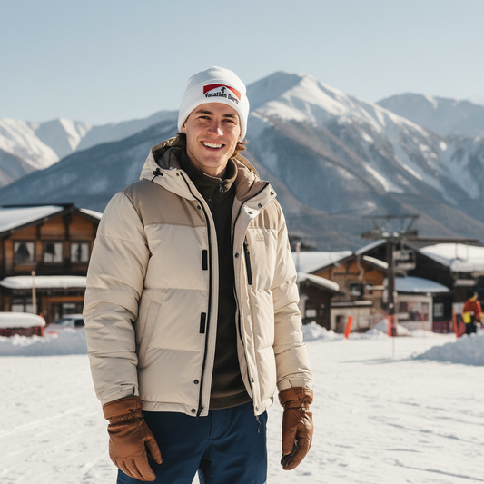 White Vacation Darts Beanie - Niseko Lifestyle (European Model)