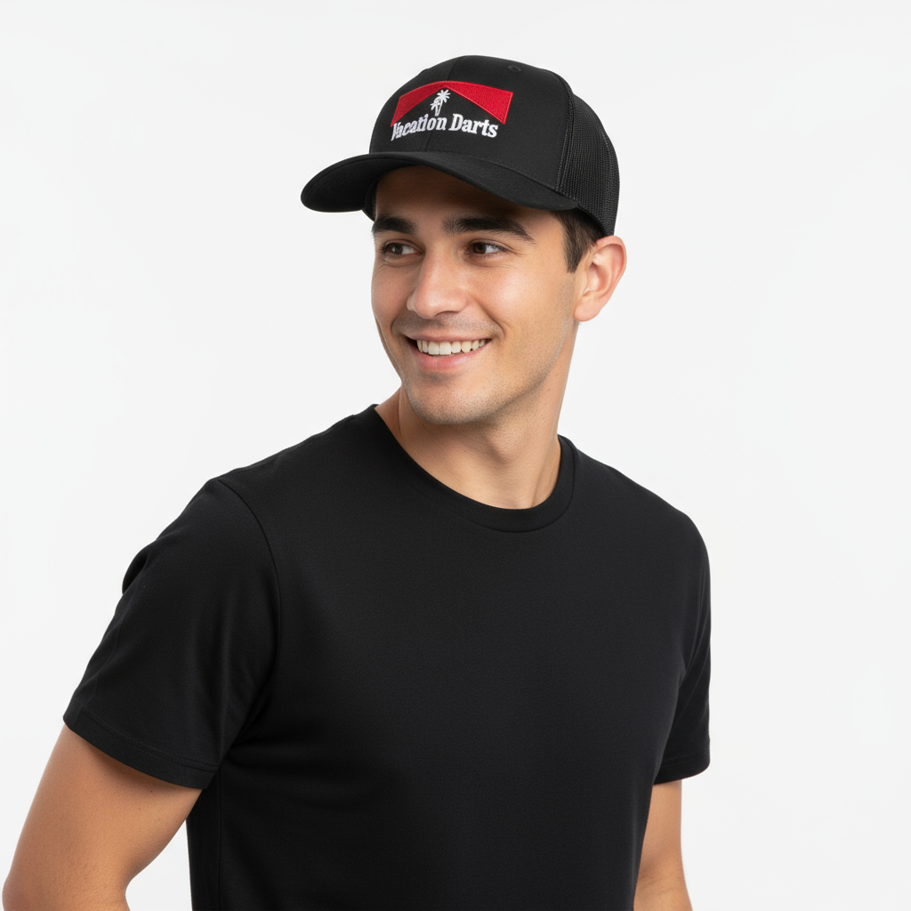 Black Santiago Trucker Hat Side Profile