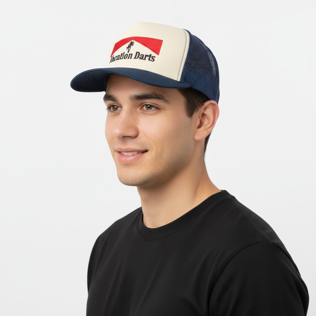 Blue Santiago Trucker Hat Side Profile