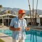 Orange Vacation Darts Dad Hat - Male Model Desert Oasis Lifestyle