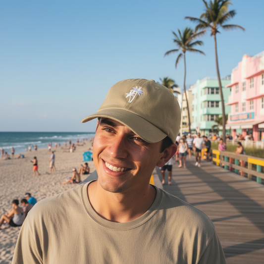 Tan Palm Tree Dad Hat - Delray Beach Lifestyle